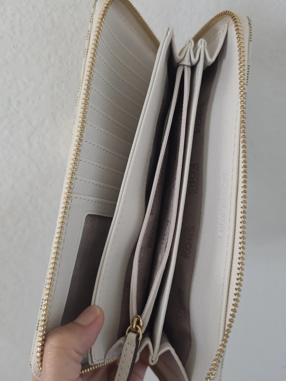 Michael Kors Cream Logo Wristlet Wallet, Flawless